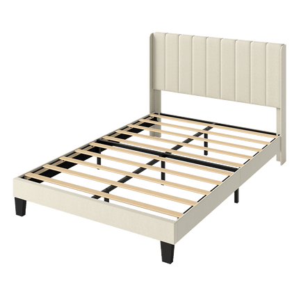 Levede Metal Wooden Bed Frame Queen Panel Plush Upholstered Mattress Platform-2065254298677284872