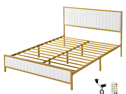 Levede Metal Bed Frame Under Bed Storage Double Beige-1910112273498771464