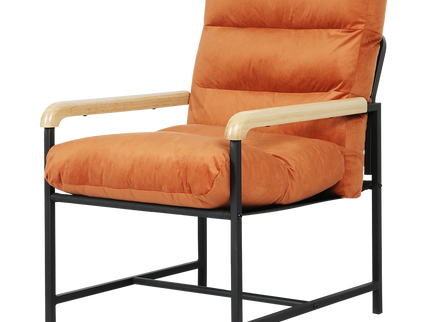 Levede Metal Framed Lounge Chair Velvet in Orange-1910149775139934216