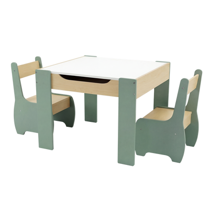 Levede Kids Table and Chairs Set 3-in-1 Chalkboard Storage Learning Dining Desk-2050056790908997640