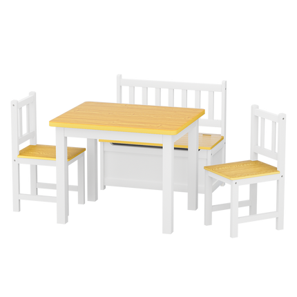 Bopeep Kids Table and Chairs Set Wooden Study Play 4PCS-1973193534009905160