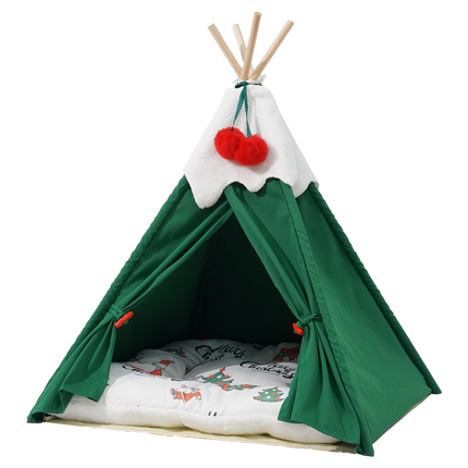 Pawz Pet Tent Dog Cat Tent Bed Washable Indoor Green-2029387296813486088