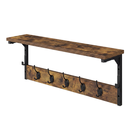 Levede Coat Rack Shelf Wall Mounted 7 Hooks Wall Floating Hat Rack Living Room-2050059009976832008