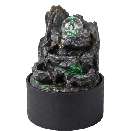 Spector Tabletop Water Fountain Resin LED Light 3 Flow Levels Waterfall Office-2061251862543339528