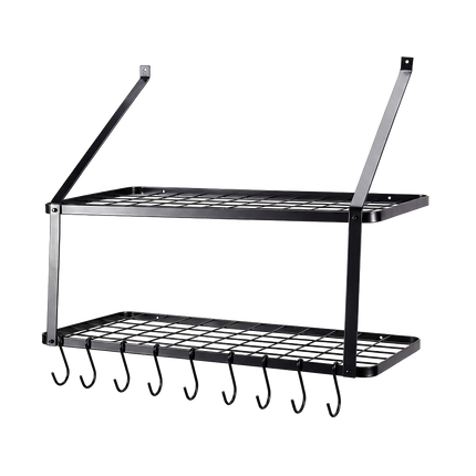 Toque Metal Pot Pan Rack Hanging Kitchen Shelf Wall Mounted Organizer 10 Hooks-2061251871485595656