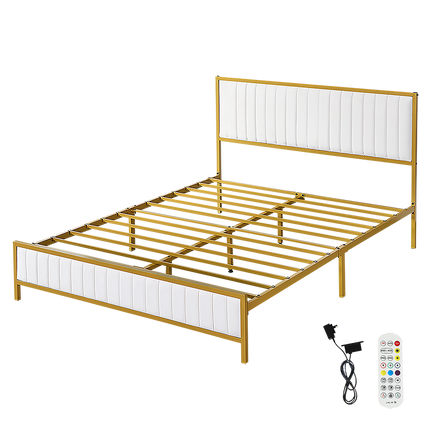 Levede Metal Bed Frame Under Bed Storage Double Beige-1975420336006631432