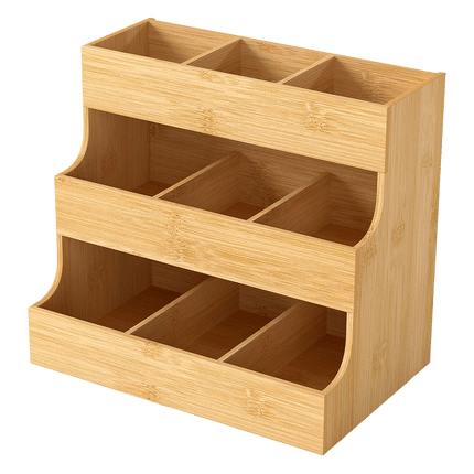 Toque Vertical Bamboo Tea Organizer Holds 180 Tea Bags-1973193601324290056