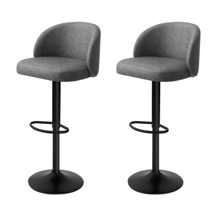 Levede 4x Bar Stool Swivel Gas Lift PU Leather Grey-2006732718938918920