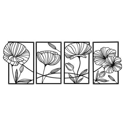 Yezi Metal Wall Art 4Pcs Floral Minimalist Line Decor-1973193531543654408