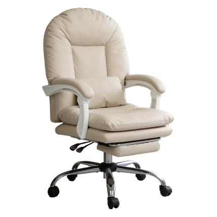Levede Executive Office Chair Footrest PU Leather Tilt Gaming Work Seat Beige-2065254304113102856