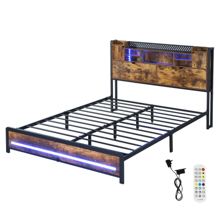 Levede Double Bed Frame Storage Headboard Industrial-1973193509670359048