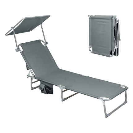 Levede Foldable Lounge Chairs with Canopy Grey-1973193483523067912