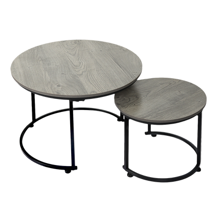 Levede Round Nesting Table Coffee Table Wood Side Table-2006732776656736264