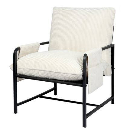 Levede Metal Framed Lounge Chair Corduroy in Beige-1954802469909434376