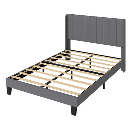 Levede Metal Wooden Bed Frame Queen Panel Plush Upholstered Soft Headboard Grey-2065254298949914632