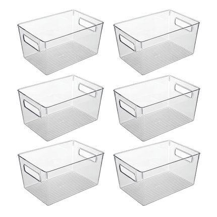 Toque Clear Plastic Storage Bins 6PCS Pantry Fridge Organizer Boxes Handles-2061251865114447880