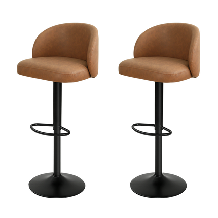 Levede 4x Bar Stool Swivel Gas Lift PU Leather Brown-2006732718741786632