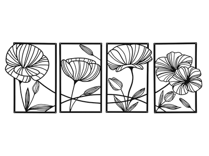 Yezi Metal Wall Art 4Pcs Floral Minimalist Line Decor-1910149776071069704