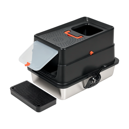 Pawz Stainless Steel Large Enclosed Cat Litter Box-2029387298965164040
