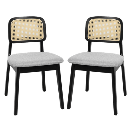 Levede Dining Chair Wood Rattan Armless Black x8-2006732736517246984