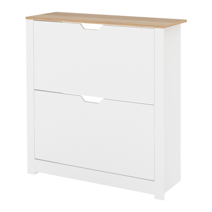 Levede Narrow Shoe Cabinet Organiser Storage Rack Flip-up Drawer 12 Pairs White-2050056773427138569