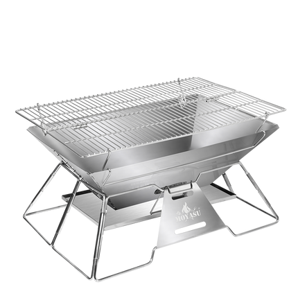 Levede Portable Folding BBQ Charcoal Grill Silver-1973193516473520136