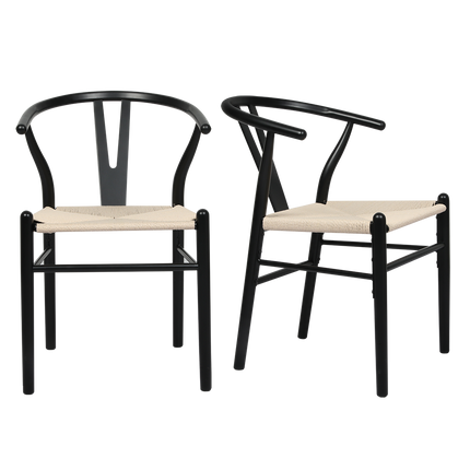 Levede 4x Dining Chairs Wooden Hans Black-2006732722512465928