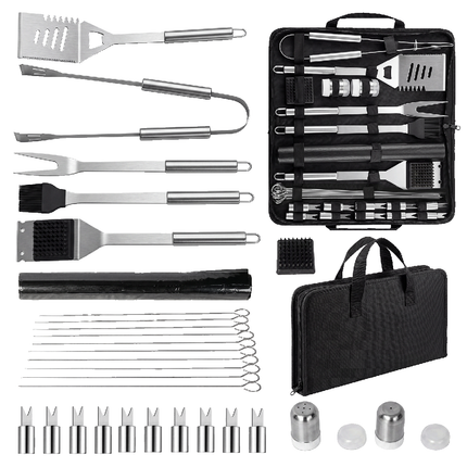 Moyasu 29Pcs BBQ Tool Set Stainless Steel Grill Cook Barbecue Grill Utensils Kit-2061251856876834824