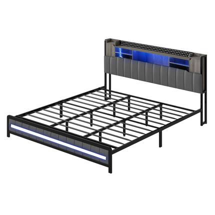 Levede King Bed Frame with Storage Headboard RGB LED-2011971105136447496