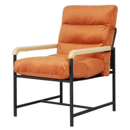 Levede Metal Framed Lounge Chair Velvet in Orange-1975420342130315272