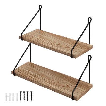 Levede Floating Wall Mounted Shelves Rustic 2Pcs Storage Display Bedroom Kitchen-2050059024308768776