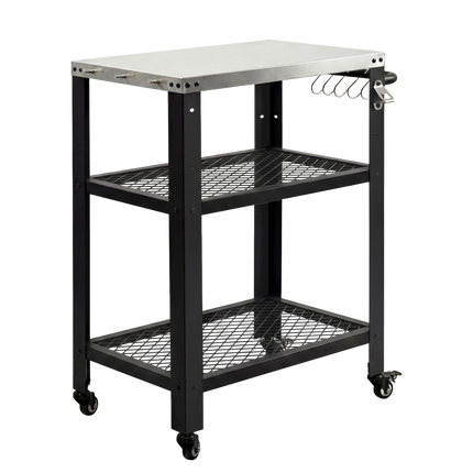 Levede Outdoor Kitchen Cart Mobile BBQ Grill Trolley Stainless Steel Prep Table-2050059021725077512