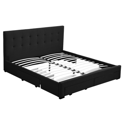 Levede Queen Bed Frame Fabric Tufted Dark Grey-1975420519935250440