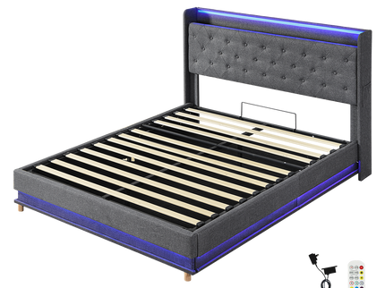Levede Queen Bed Frame Gas Lift LED Light-1910112230901420040