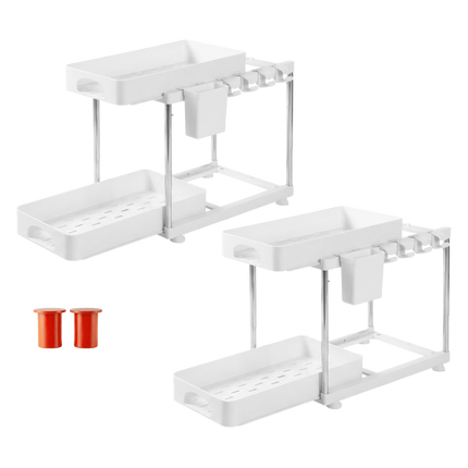Toque 2 x Under Sink Organizer 2 Tier Cabinet Storage Rack Adjustable Kitchen-2065254301848178696