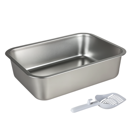 Pawz Stainless Steel Cats Litter Box 10cm Height Small Animals Easy Entry Clean-2029334099243700232