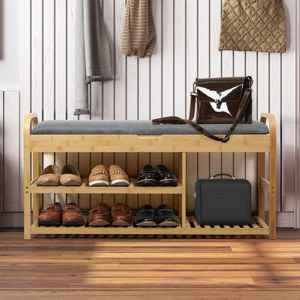 Levede Bamboo Shoe Rack Bench Entryway Seat-1973193442720878598