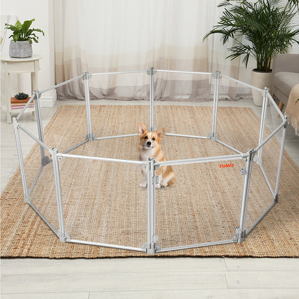 Pawz Pet Playpen Transparent Acrylic Clear Folding Dog Fence Kennel 10 Panel-1975420379447037959