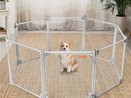 Pawz Pet Playpen Transparent Acrylic Clear Folding Dog Fence Kennel 8 Panel-1864184563715149831