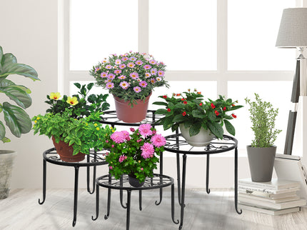 4 x Levede Metal Plant Stand Outdoor Black-1894516825329373191