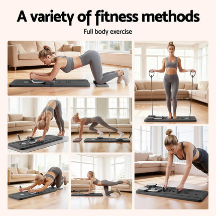 Everfit Pilates Reformer Abdominal Exercise Board Push Up Set Fitness Black