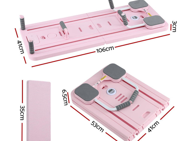Everfit Pilates Reformer Abdominal Exercise Board Push Up Set Fitness Pink