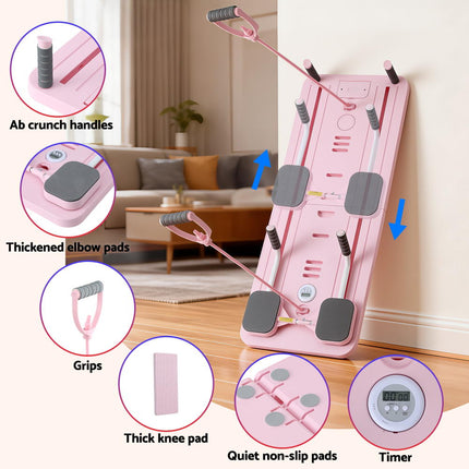 Everfit Pilates Reformer Abdominal Exercise Board Push Up Set Fitness Pink
