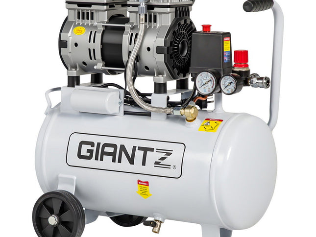 Giantz 24L Air Compressor Quiet 0.75HP Oil-Free Portable Tyre Inflator 40L/Min