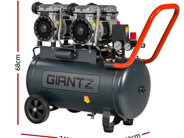 Giantz 50L Air Compressor Quiet 3.0HP Oil-Free Portable Tyre Inflator 200L/Min