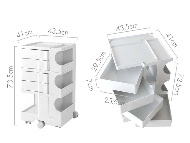 Artiss Storage Trolley Cart Bedside Table 5 Tier White