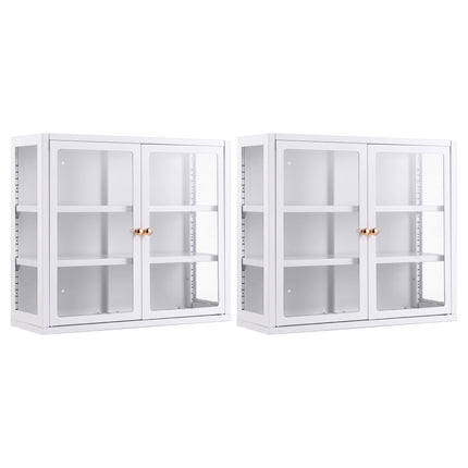 Artiss Buffet Cabinet Sideboard X2 Wall Mounted Clear Display Storage 60cm White