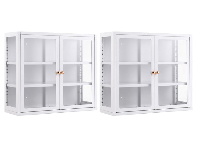 Artiss Buffet Cabinet Sideboard X2 Wall Mounted Clear Display Storage 60cm White