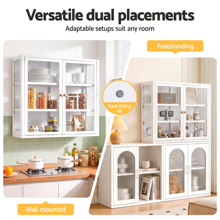 Artiss Buffet Cabinet Sideboard X2 Wall Mounted Clear Display Storage 60cm White