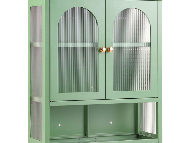 Artiss Buffet Cabinet Sideboard Wall Mounted Fluted Display Storage 70cm Green